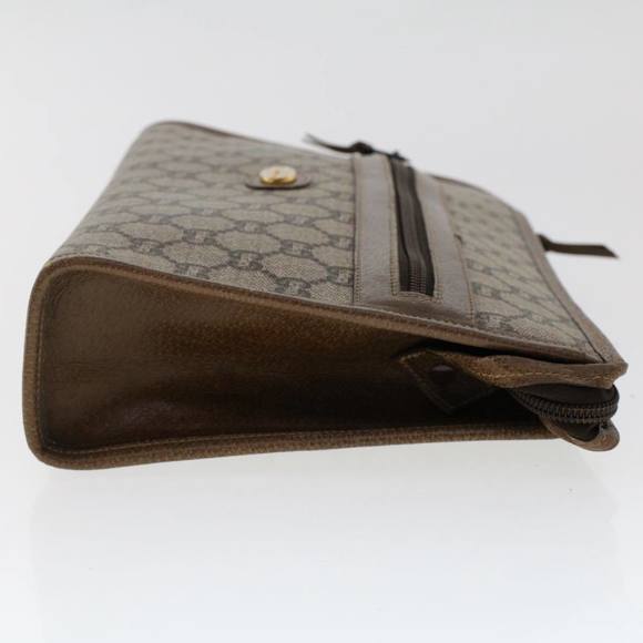 GUCCI PLUS GG Canvas Clutch Bag PVC Leather Beige Auth 50530 - Picture 4 of 16